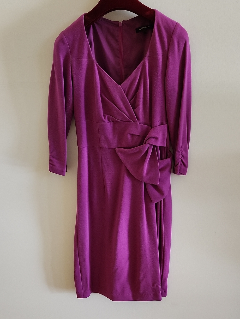 Nanette Lepore Fuchsia Wrap-Style Long Sleeve Dress with Side Bow